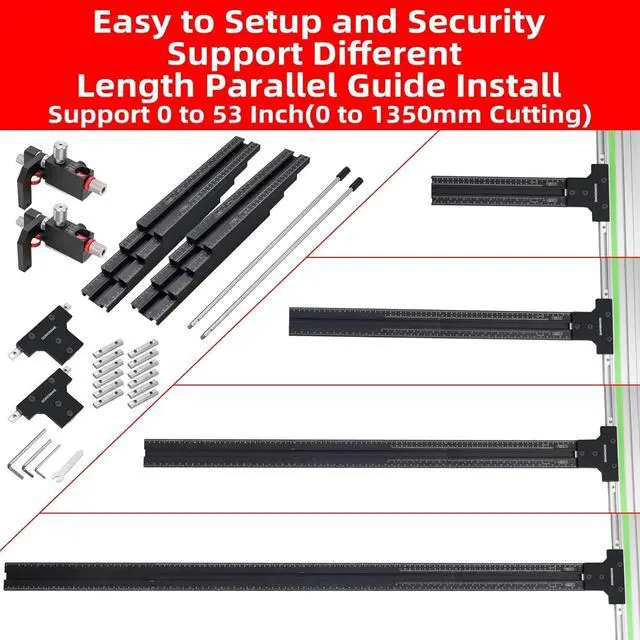 Alt view image 7 of 7 - Track Saw Parallel Guide System with Mirco Adjustable Flip Stop and Zero Calibration for Woodworking Repeatable Rip Cuts for Track Saw Guide Rail Compatible with Festool,Makita,Milwaukee