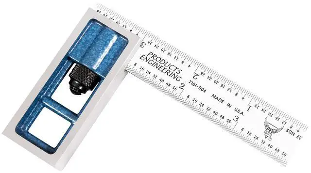 Main image of Metric Reading Pocket Double Square- Cast Iron Head, 100mm Blade with Satin Chrome Finish, Made in USA