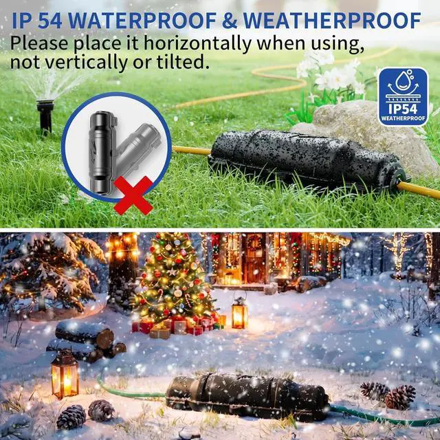 Alt view image 7 of 7 - 9 Pack Outdoor Extension Cord Safety Cover with Waterproof Seal IP54 Water-Resistant, Weatherproof Electrical Connection Box with 2 Latches, Plug, Socket, Holiday Decoration Light, Black