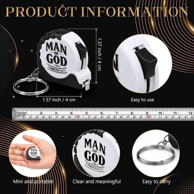 Alt view image 2 of 7 - 30 Sets Man of God Father's Day Christian Gifts Bulk Mini Screwdriver Keychain Retractable Tape Measure Keychains Mini Screwdrivers in Pouch with Bible Verse Card for Men Father Church Gifts