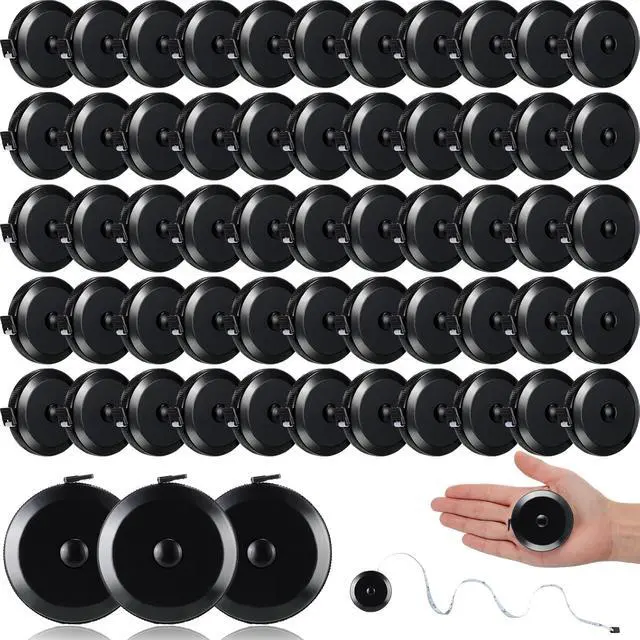 Main image of 200 Pcs Tape Measure - 60 Inch Retractable Measuring Tape for Body, Fabric, Sewing, Tailor, Cloth, Knitting, Craft, Weight Loss Measurements - Black Dual Sided