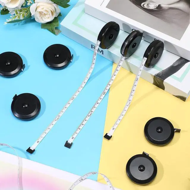Alt view image 5 of 7 - 200 Pcs Tape Measure - 60 Inch Retractable Measuring Tape for Body, Fabric, Sewing, Tailor, Cloth, Knitting, Craft, Weight Loss Measurements - Black Dual Sided