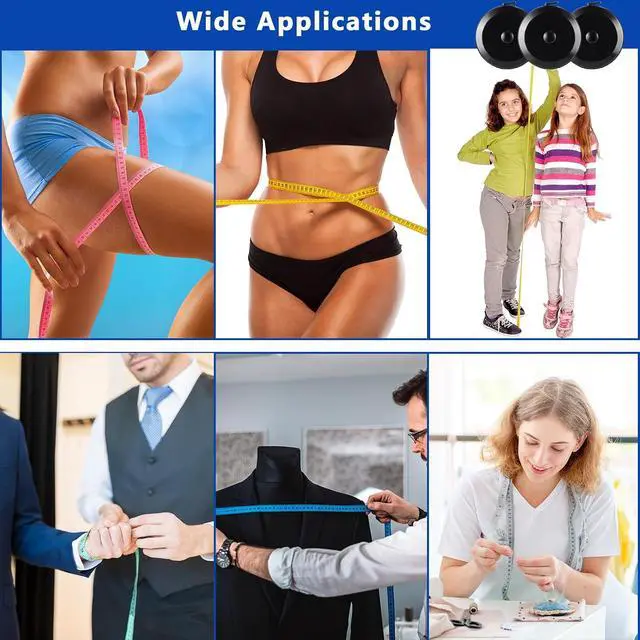 Alt view image 6 of 7 - 200 Pcs Tape Measure - 60 Inch Retractable Measuring Tape for Body, Fabric, Sewing, Tailor, Cloth, Knitting, Craft, Weight Loss Measurements - Black Dual Sided