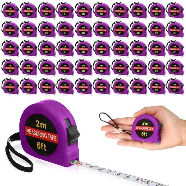 Main image of 50 Pcs Small Tape Measure Bulk 6 Ft 2M Mini Measuring Retractable Metric Tape Measure and Inch, Portable Easy to Read Measurement for Adults Prizes Construction Tool Party Favors(Purple)