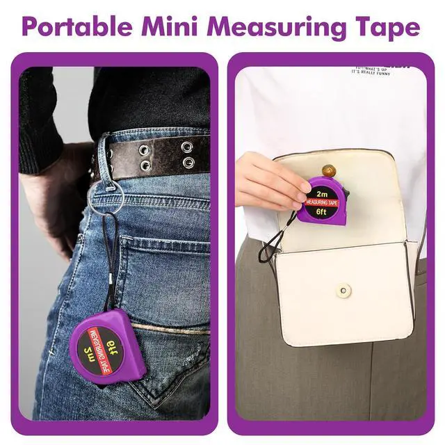 Alt view image 4 of 7 - 50 Pcs Small Tape Measure Bulk 6 Ft 2M Mini Measuring Retractable Metric Tape Measure and Inch, Portable Easy to Read Measurement for Adults Prizes Construction Tool Party Favors(Purple)