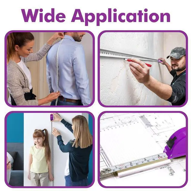 Alt view image 7 of 7 - 50 Pcs Small Tape Measure Bulk 6 Ft 2M Mini Measuring Retractable Metric Tape Measure and Inch, Portable Easy to Read Measurement for Adults Prizes Construction Tool Party Favors(Purple)