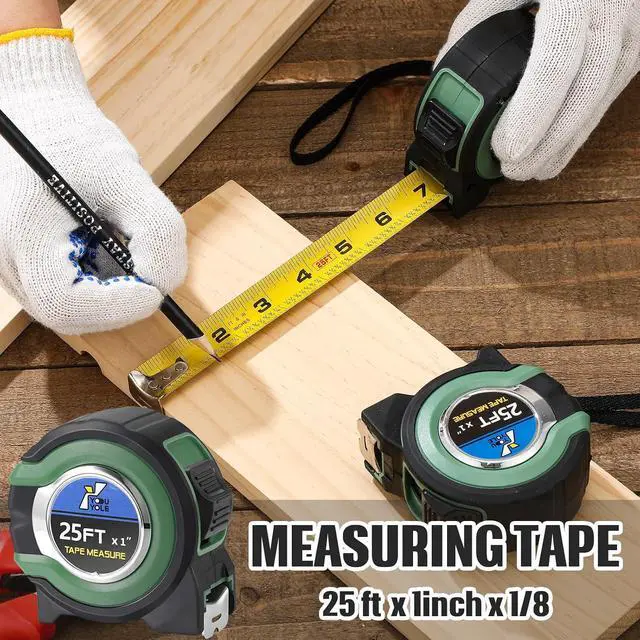 Alt view image 5 of 6 - 10 Pack Tape Measure with Fractions 1/8 Steel Measuring Tape Retractable Easy Read Measurement Ruler Steel Power Blade (25 ft X 1 in,Green)