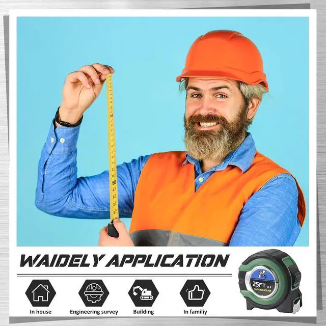 Alt view image 6 of 6 - 10 Pack Tape Measure with Fractions 1/8 Steel Measuring Tape Retractable Easy Read Measurement Ruler Steel Power Blade (25 ft X 1 in,Green)