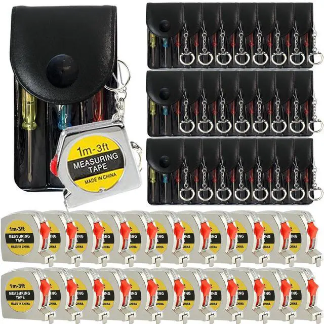 Main image of 48 Pcs Mini Screwdriver Keychain Tape Measure Keychains Set Keychain Tape Measure Mini Screwdrivers in Pouch Keychain for Birthday Party Favors Adult Tool Party Prize for Father's Men Gifts