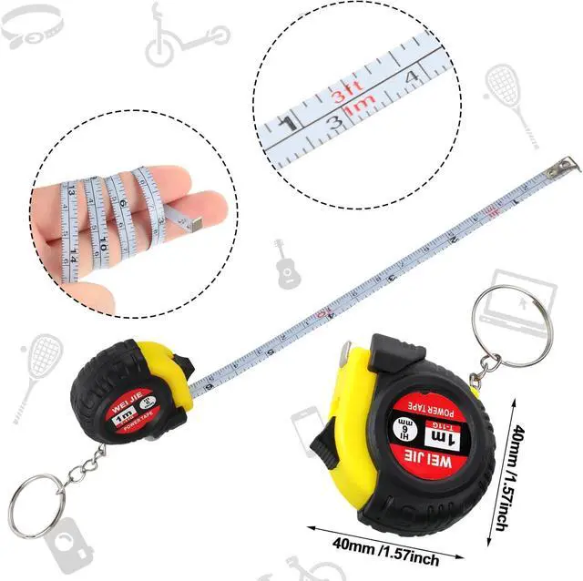 Alt view image 3 of 6 - 60 Pcs Mini Tape Measure Keychain Bulk Mini Screwdriver Keychain Set Adult Tool Party Prize for Father's Men Gifts