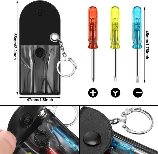 Alt view image 2 of 6 - 60 Pcs Mini Tape Measure Keychain Bulk Mini Screwdriver Keychain Set Adult Tool Party Prize for Father's Men Gifts
