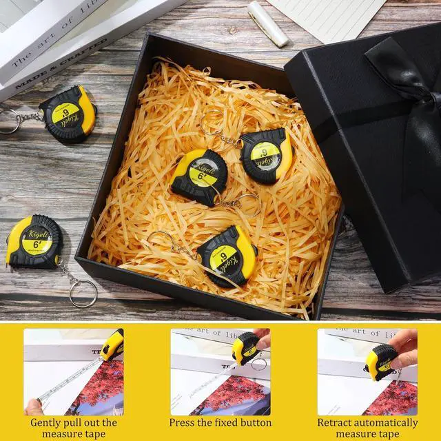 Alt view image 4 of 6 - 50 Pcs 6ft/2 Meter Mini Measuring Tape Keychains Small Measure Keychain Bulk Set Functional Mini Retractable Measuring Tape Keychains with Slide Lock for Engineer Crafter(Classic,Yellow)