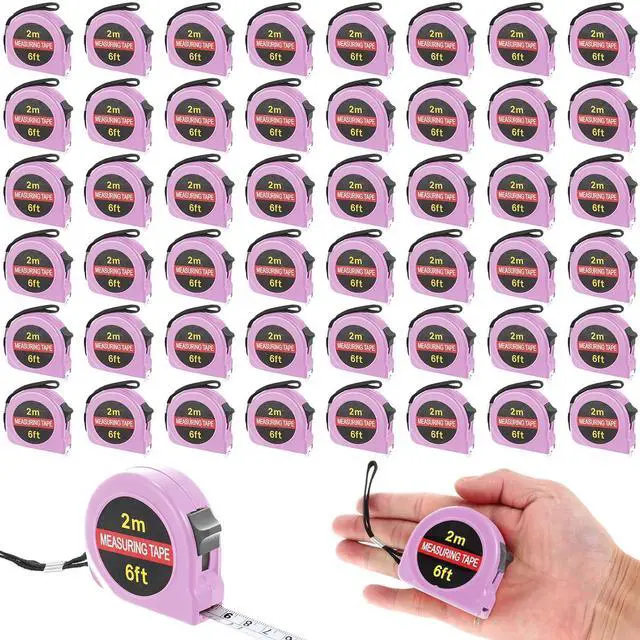 Main image of 50 Pcs 6 FT Mini Tape Measure Retractable Bulk Small Measuring Tape Pocket Size Measurement Tool for Operation Christmas Items Party Favor Gifts Stuffers for Men(Pink)