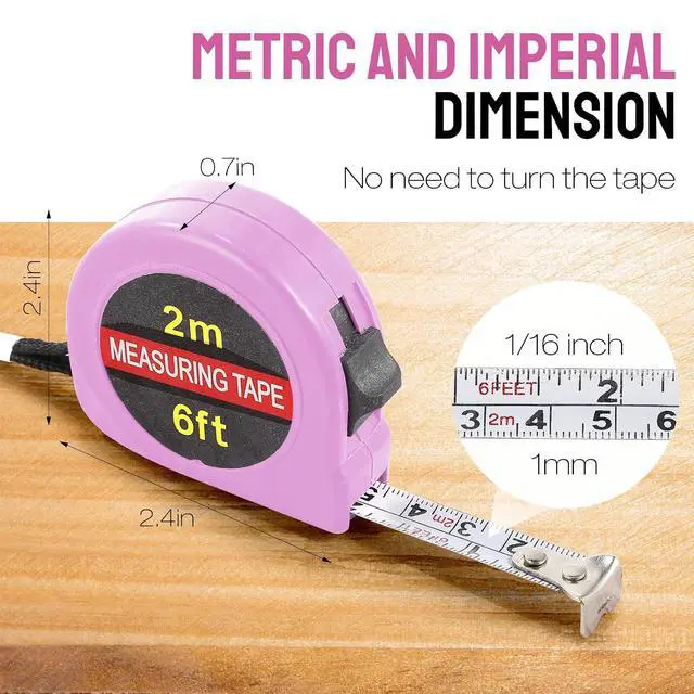 Alt view image 2 of 6 - 50 Pcs 6 FT Mini Tape Measure Retractable Bulk Small Measuring Tape Pocket Size Measurement Tool for Operation Christmas Items Party Favor Gifts Stuffers for Men(Pink)
