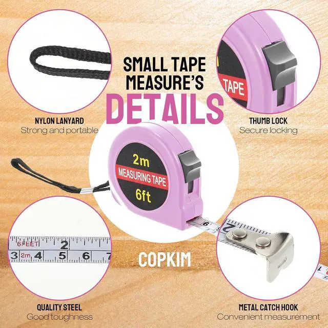 Alt view image 3 of 6 - 50 Pcs 6 FT Mini Tape Measure Retractable Bulk Small Measuring Tape Pocket Size Measurement Tool for Operation Christmas Items Party Favor Gifts Stuffers for Men(Pink)