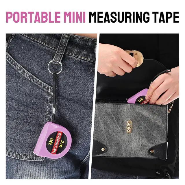 Alt view image 4 of 6 - 50 Pcs 6 FT Mini Tape Measure Retractable Bulk Small Measuring Tape Pocket Size Measurement Tool for Operation Christmas Items Party Favor Gifts Stuffers for Men(Pink)