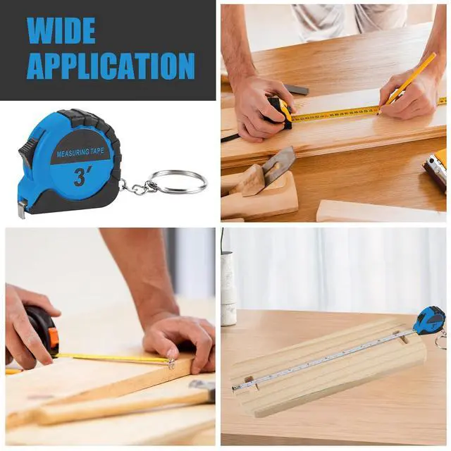 Alt view image 5 of 6 - 60 Pcs Mini Measuring Tape Keychains 3 Ft Small Tape Measure Inch Metric Scale Bulk with Lock Steel Easy Read Pocket for Party Favors Birthday Daily UseBlue (Blue)