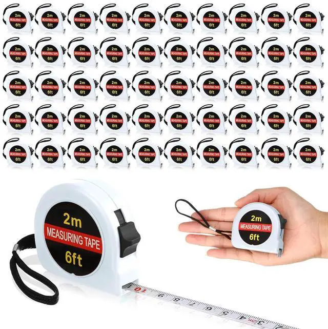 Main image of 50 Pcs Small Tape Measure Bulk 6 Ft 2M Mini Measuring Retractable Metric Tape Measure and Inch, Portable Easy to Read Measurement for Adults Prizes Construction Tool Party Favors (White)