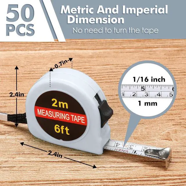 Alt view image 2 of 7 - 50 Pcs Small Tape Measure Bulk 6 Ft 2M Mini Measuring Retractable Metric Tape Measure and Inch, Portable Easy to Read Measurement for Adults Prizes Construction Tool Party Favors (White)