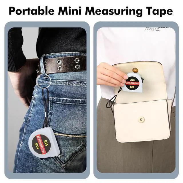 Alt view image 5 of 7 - 50 Pcs Small Tape Measure Bulk 6 Ft 2M Mini Measuring Retractable Metric Tape Measure and Inch, Portable Easy to Read Measurement for Adults Prizes Construction Tool Party Favors (White)