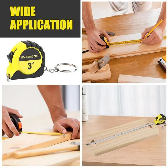 Alt view image 7 of 7 - 60 Pcs Mini Measuring Tape Keychains 3 Ft Small Tape Measure Inch Metric Scale Bulk with Lock Steel Easy Read Pocket for Party Favors Birthday Daily UseYellow