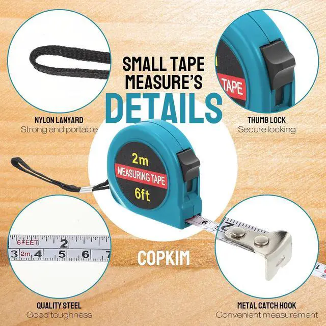Alt view image 2 of 6 - 50 Pcs 6 FT Mini Tape Measure Retractable Bulk Small Measuring Tape Pocket Size Measurement Tool for Operation Christmas Items Party Favor Gifts Stuffers for Men(Lake Blue)