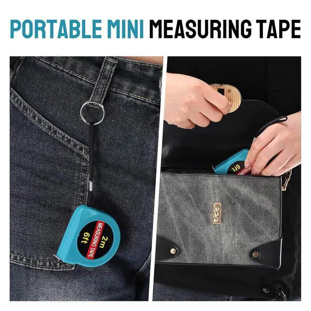 Alt view image 3 of 6 - 50 Pcs 6 FT Mini Tape Measure Retractable Bulk Small Measuring Tape Pocket Size Measurement Tool for Operation Christmas Items Party Favor Gifts Stuffers for Men(Lake Blue)
