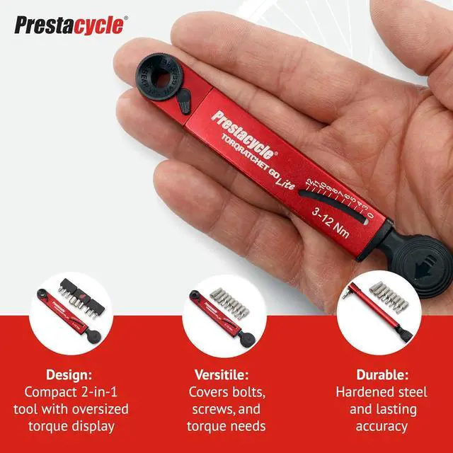 Alt view image 4 of 7 - TorqRatchet GO Lite Portable 3-12Nm Beam Torque Wrench & Ratchet Multi-Tool, 9 Hardened Bits, Lightweight Pocket Tool for Bike Repair, Compact 124mm, 46g, Compatible with ¼ Bits
