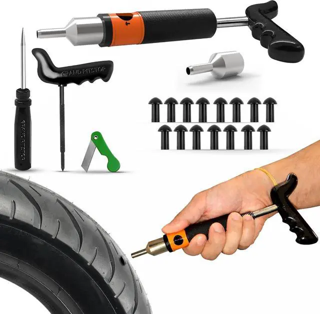 Main image of 21 Pcs Tubeless Tire Plugger Repair Kit with Multi-funcional Plier for Punctures and Flats on Cars, Motorcycles, ATV, RV, SUV, Trailer, Trucks & Tractors (15 Mushroom Plugs)
