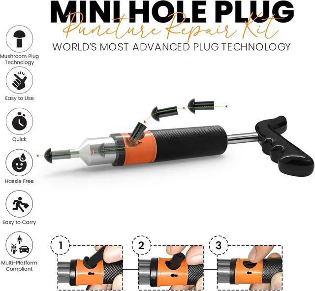 Alt view image 4 of 7 - 21 Pcs Tubeless Tire Plugger Repair Kit with Multi-funcional Plier for Punctures and Flats on Cars, Motorcycles, ATV, RV, SUV, Trailer, Trucks & Tractors (15 Mushroom Plugs)