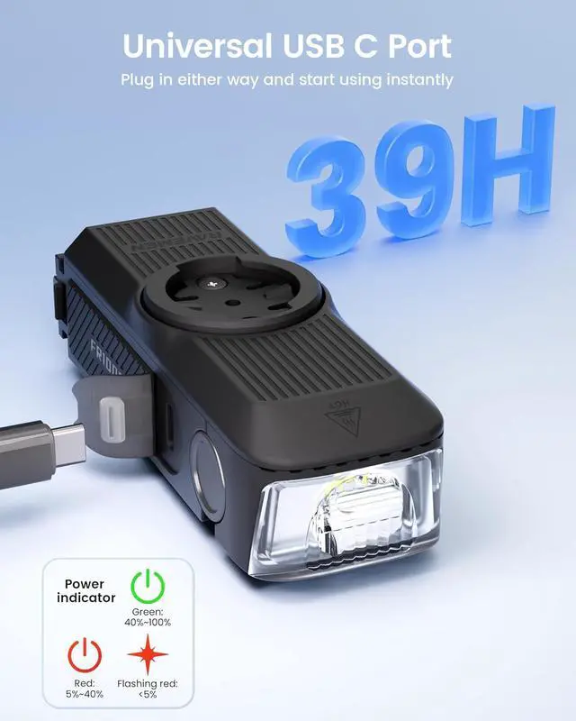 Alt view image 6 of 7 - FR1000 Bike Lights for Night Riding, Bicycle Light & Mount Integrated Design, 30° Adjustable Bike Headlight, Auto On/Off, Compatible with Garmin/Wahoo/Bryton Bike Computer, Fit 31.8-35MM Bar