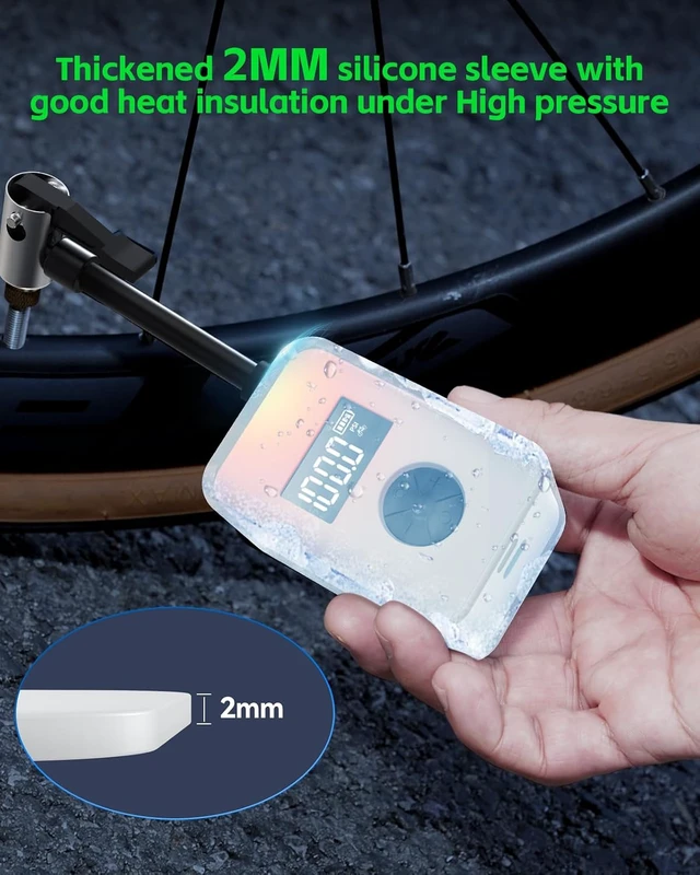 Alt view image 5 of 7 - Rechargeable Bike Pump with Gauge, 120PSI Brushless for Presta Valve, with LED Light