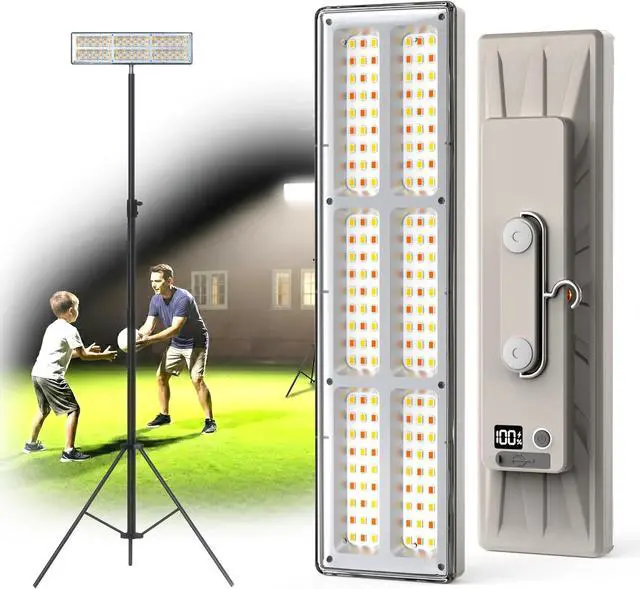 Alt view image 4 of 7 - Portable Rechargeable LED Work Light with Tripod Stand, 10000mAh Battery Powered Dimmable Cordless Megnetic Camping Lamps for Sports/Car /Emergency/Garage/Fish