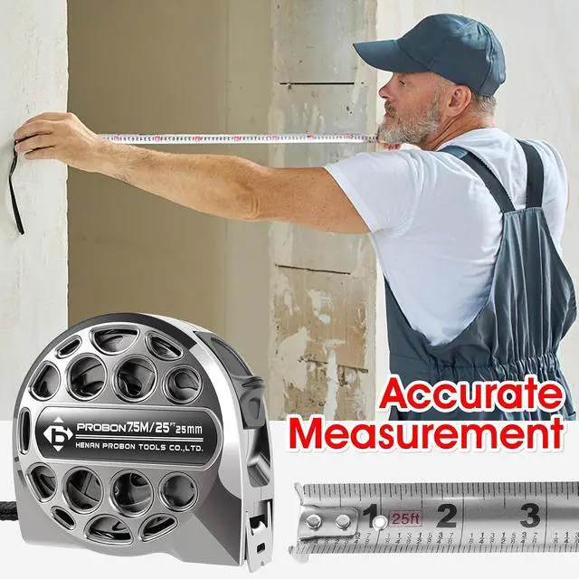 Alt view image 6 of 7 - 2 Pcs 7.5M/25FT Stainless Steel Measuring Tape, Retractable Metric Ruler Self-Lock Hollow Design Tape Measure, Double Side Scale Measurement Tapes Anti-Fall Titanium Tape Measure for Woodworking