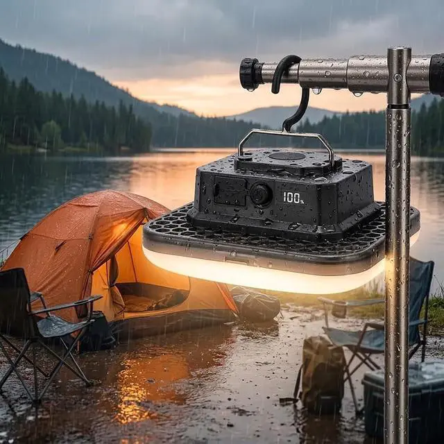 Alt view image 3 of 5 - Transparent Portable Rechargeable LED Camping Lights With LCD Battery Indicator, Waterproof Outdoor Tent Light with 5000LM,Super Bright Waterproof Hanging Lamp for Tents, Canopies, Emergency(12000mAh)