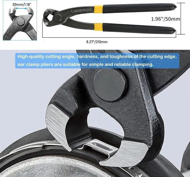 Alt view image 4 of 6 - 260 PCS 12 Sizes Single Ear Hose Clamps, 5.3-33.1mm 304 Stainless Steel Crimp Hose Clamp Assortment Kit with Ear Clamp Pincer, Cinch Rings Crimp Pinch Tools for Securing Pipe Hoses Automotive Use