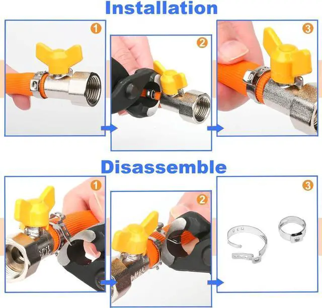 Alt view image 6 of 6 - 260 PCS 12 Sizes Single Ear Hose Clamps, 5.3-33.1mm 304 Stainless Steel Crimp Hose Clamp Assortment Kit with Ear Clamp Pincer, Cinch Rings Crimp Pinch Tools for Securing Pipe Hoses Automotive Use