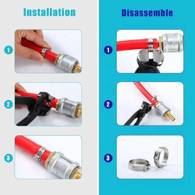 Alt view image 6 of 7 - 370pcs 16 Sizes Single Ear Hose Clamps, 5.3-36.1mm 304 Stainless Steel Crimp Hose Clamps,Cinch Rings Assortment Kit for Automotive, Pipe, Plumbing, Home Appliance Line with Ear Clamp pincer