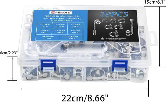 Alt view image 6 of 7 - T-bolt Hose Clamps, 28pcs 6 Size Heavy Duty Radiator Hose Clamps Assortment Kit-Size Range 17-35mm, 304 Stainless Steel Pipe Tube Clamps for Automotive Fuel Lines Radiator Hoses Turbo Intake
