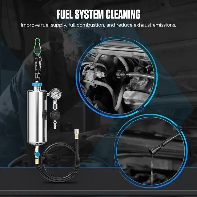 Alt view image 5 of 7 - Fuel Injector Cleaner Tool Kit,C80 Disassembly-Free Automotive Fuel Injector Cleaner Machine,1000ML 150PSI Fuel Injection Systems Cleaning Tools with Various Adapters for Gasoline Injectors