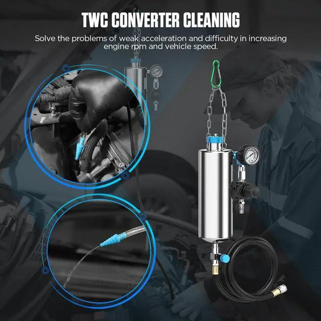 Alt view image 6 of 7 - Fuel Injector Cleaner Tool Kit,C80 Disassembly-Free Automotive Fuel Injector Cleaner Machine,1000ML 150PSI Fuel Injection Systems Cleaning Tools with Various Adapters for Gasoline Injectors