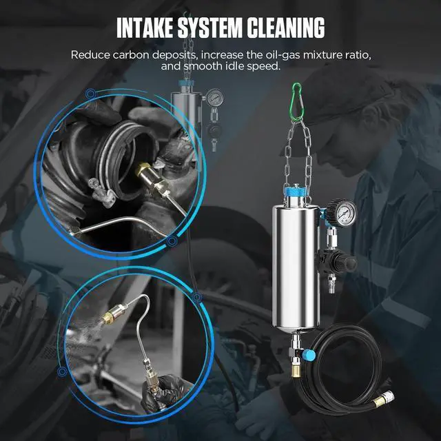 Alt view image 7 of 7 - Fuel Injector Cleaner Tool Kit,C80 Disassembly-Free Automotive Fuel Injector Cleaner Machine,1000ML 150PSI Fuel Injection Systems Cleaning Tools with Various Adapters for Gasoline Injectors