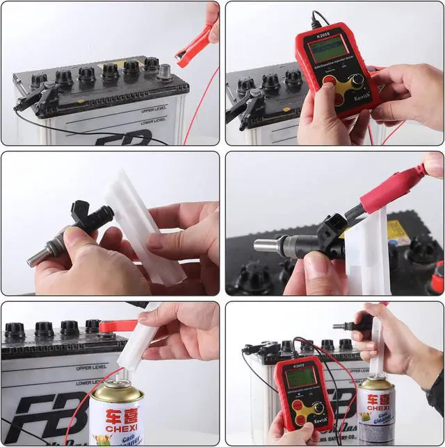 Alt view image 4 of 7 - Fuel Injector Tester Kit, Automotive GDI Injector Tester 12V Vehicle Fuel Injector Adapter Cleaner with LCD Display for Car Gasoline Tseter and Cleaning