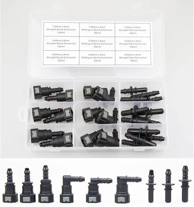 Alt view image 2 of 6 - 24PCS Assorted Fuel Line Quick Release Connector Kit - SAE 7.89mm & 9.49mm & 9.89mm to 6mm