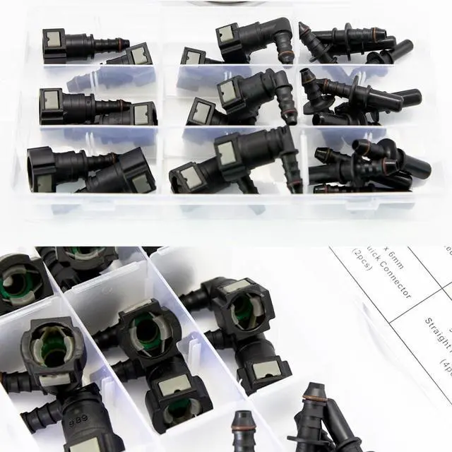 Main image of 24PCS Assorted Fuel Line Quick Release Connector Kit - SAE 7.89mm & 9.49mm & 9.89mm to 6mm