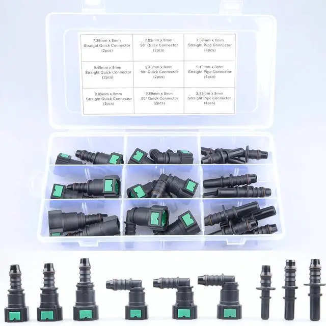 Main image of 24PCS Assorted Fuel Line Quick Connector Kit, SAE 7.89mm & 9.49mm & 9.89mm to 8mm