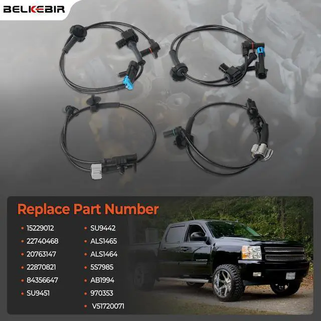 Alt view image 3 of 7 - 4PCS ABS Wheel Speed Sensor Front & Rear, Left & Right Compatible with 2007-2014 Chevy Silverado 1500/Avalanche/Suburban 1500/Tahoe, GMC Yukon/Yukon XL 1500, Cadillac Escalade Replace 15229012 ALS1464