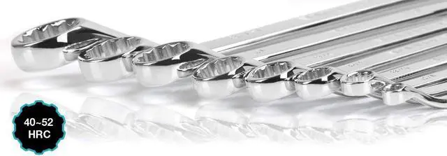 Alt view image 5 of 7 - 50-Degree Offset Wrench Set, SAE, Double Box End Wrench Set, 8-Piece, 1/4'' to 1-1/4'', 12 Point, CR-V Steel, with Easy Hang Rolling Pouch