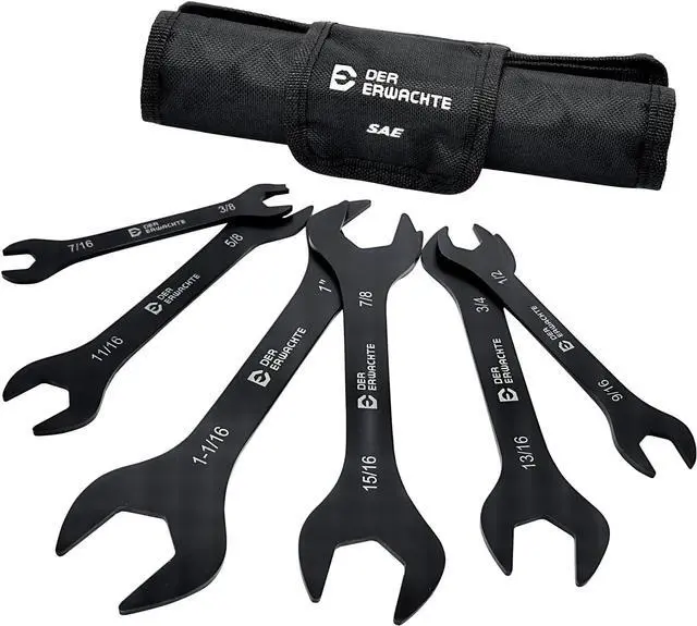 Main image of 6pc Super-Thin SAE Open End Wrench Set 3/8"-1-1/16" Slim Spanner