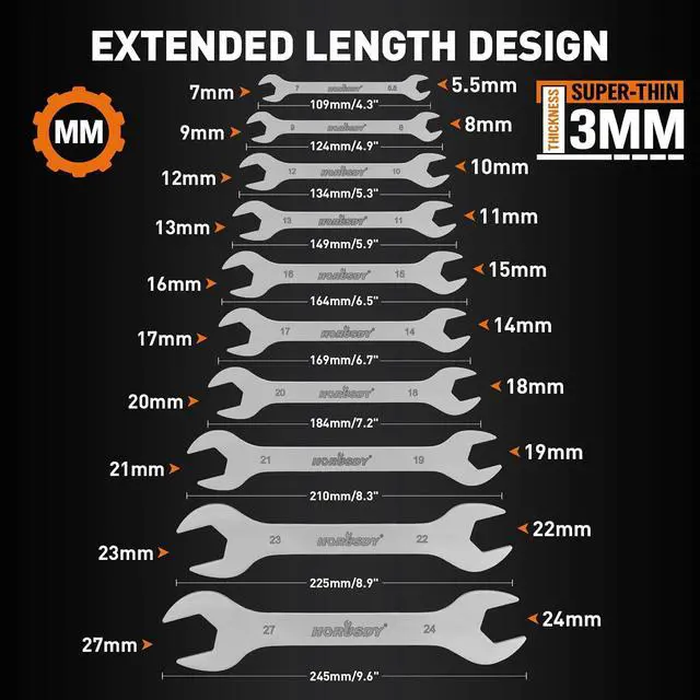 Alt view image 2 of 7 - Thin Open End Wrench Set